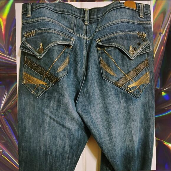 Men's Bootleg Jeans Size 38" x 32" Very Unique - Picture 3 of 9